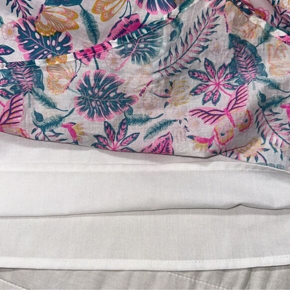 Tommy Bahama 7 White Fuchsia Teal Blue Gold Floral Tropical Cotton Dress - Picture 11 of 14